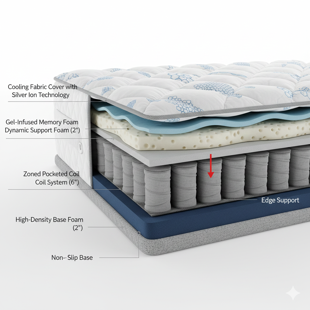 uBed mattress multi-layer structure - engineered for vibration transmission